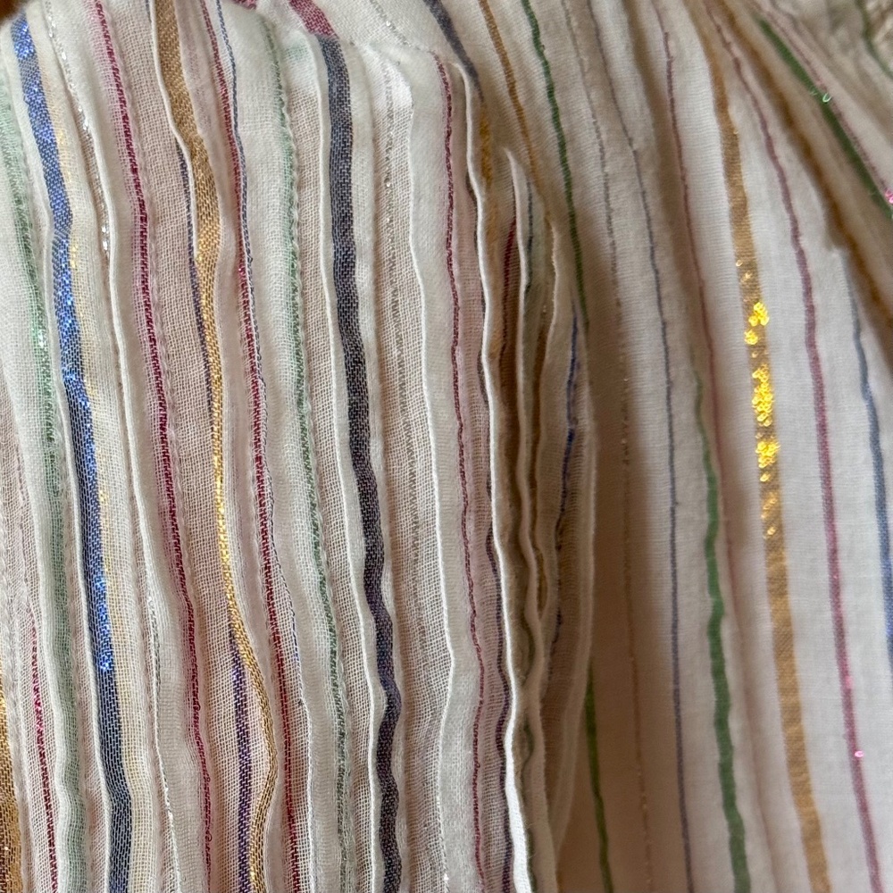 APIECE APART COTTON TOP WITH SPARKLE STRIPES AND RUFFLE SLEEVES - Picture 3 of 7